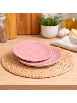BRINNS - Textured Pink Glazed Ceramic Microwave Safe Snack Plates
