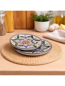 BRINNS - Floral Multi-Color Print Ceramic Microwave Safe Snack Plates