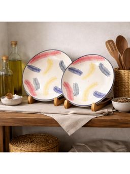 BRINNS - Floral Multi-Color Print Ceramic Microwave Safe Dinner Plates