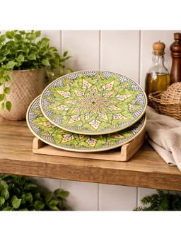 BRINNS - Floral Multi-Color Print Ceramic Microwave Safe Dinner Plates