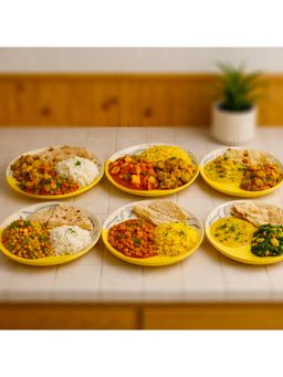 BRINNS - Leaf Yellow-Black Print Ceramic Microwave Safe Dinner Plates