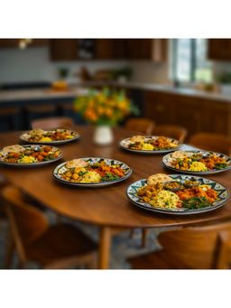 BRINNS - Floral Multi-Color Print Ceramic Microwave Safe Dinner Plates