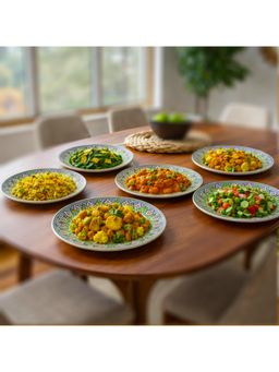 BRINNS - Floral Multi-Color Print Ceramic Microwave Safe Dinner Plates