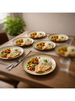 BRINNS - Palm-Tree Multi-Color Print Ceramic Microwave Safe Dinner Plates
