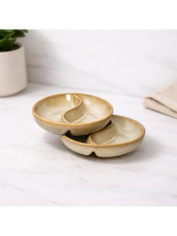 BRINNS - Pastel Cream Glazed Porcelai Microwave Safe Sauce Plates - 70 ml