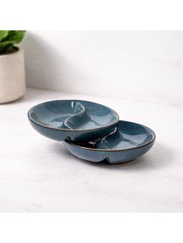 BRINNS - Capiz Blue Glazed Porcelai Microwave Safe Sauce Plates - 70 ml