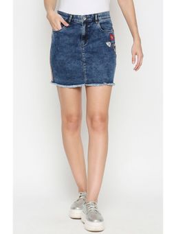 Spykar - Blue Cotton Regular Fit Skirts for Women