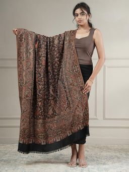 Zamour - Woven Jamawar Faux Wool Jacquard Shawl - Black
