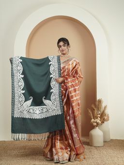 Zamour - Kashmiri Paisley Aari Embroidery Stole - Grey