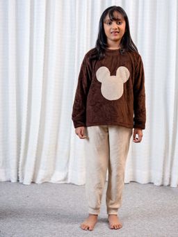 FEATHERS CLOSET - Brown Kids Unisex Super Soft Woollen Sweatshirt with Joggers