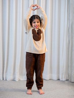 FEATHERS CLOSET - Beige Kids Unisex Super Soft Sweatshirt with Joggers