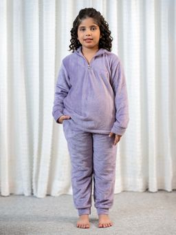 FEATHERS CLOSET - Lavender Super Soft Kids Unisex Woollen Sweatshirt with Joggers