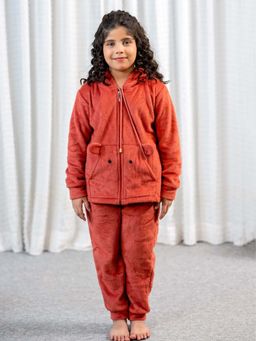 FEATHERS CLOSET - Rust Super Soft Kids Unisex Woollen Hoodie and Joggers