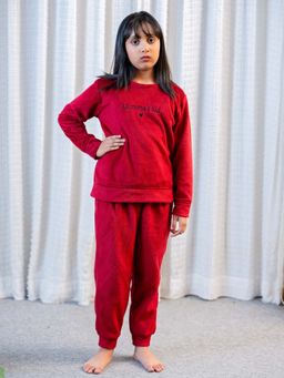 FEATHERS CLOSET - Maroon Super Soft Unisex Kids Woollen Sweatshirt with Joggers
