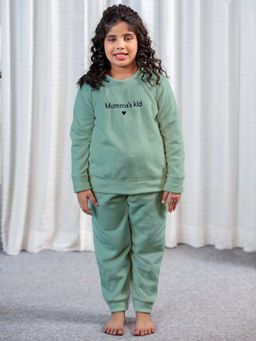 FEATHERS CLOSET - Sea Green Super Soft Unisex Kids Woollen Sweatshirt with Joggers