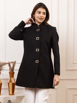 TWENTY ME - Women Black Color Full Sleeve Coat