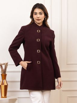 TWENTY ME - Women Burgundy Color Full Sleeve Coat