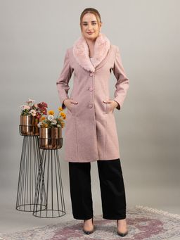 TWENTY ME - Women Pink Color Shawl Neck Coat