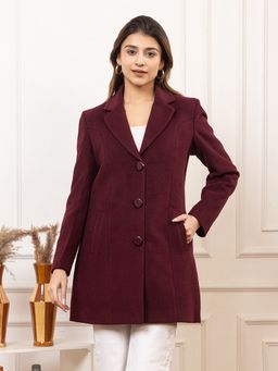 TWENTY ME - Women Burgundy Color Full Sleeve Coat
