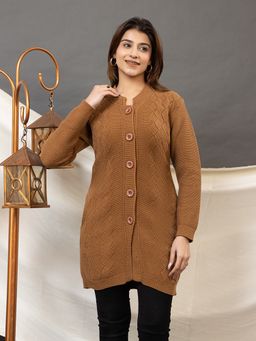 TWENTY ME - Brown Color Full Sleeve Long Cardigan