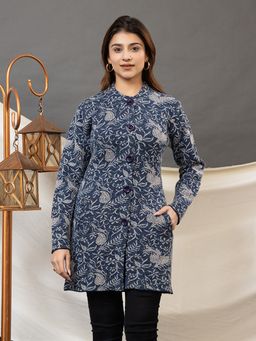 TWENTY ME - Blue Color Full Sleeve Long Cardigan