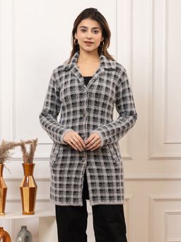 TWENTY ME - Grey Color Full Sleeve Long Cardigan