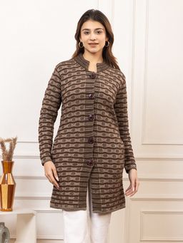 TWENTY ME - Brown Color Full Sleeve Long Cardigan