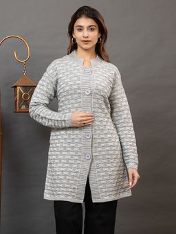TWENTY ME - Grey Color Full Sleeve Long Cardigan