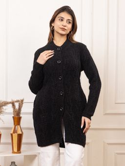 TWENTY ME - Black Color Full Sleeve Long Cardigan