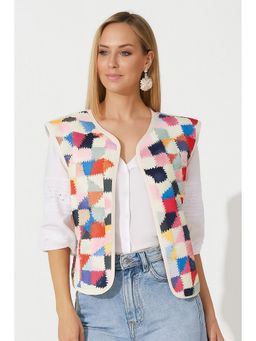 NOBARR - Women Multicolour Patchwork Cotton Sleeveless Jacket