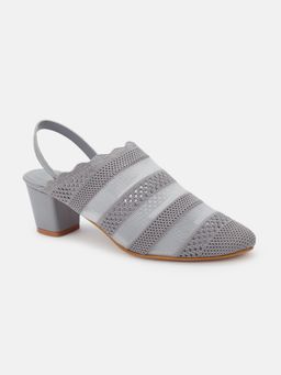 Marc Loire - Women Grey Knitted Round Toe Block Heels