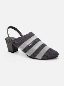 Marc Loire - Women Charcoal Knitted Round Toe Block Heels