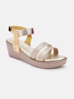 Marc Loire - Women Rose Gold Double Straps Platform Heels