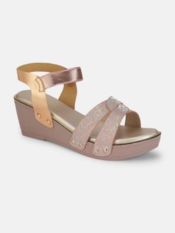 Marc Loire - Women Rose Gold Double Straps Platform Heels