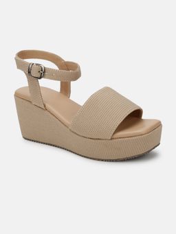 Marc Loire - Women Beige Buckle Straps Platform Heels