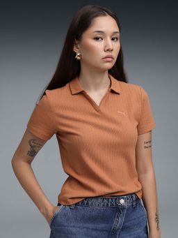 Puma - Premium Essentials Ribbed Polo Brown