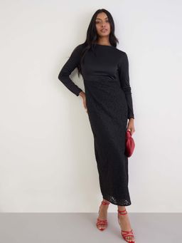 Styli - Women Lace Long Sleeves Sheath Dress