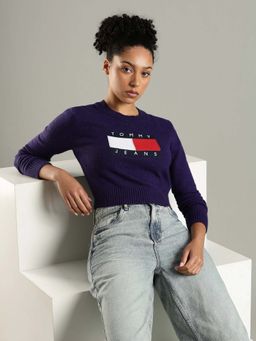 Tommy Hilfiger - Slim Fit Cotton Crew Neck Sweater Purple