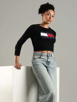 Tommy Hilfiger - Slim Fit Cotton Crew Neck Sweater Black