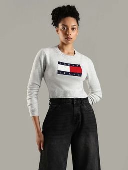 Tommy Hilfiger - Slim Fit Cotton Crew Neck Sweater Grey