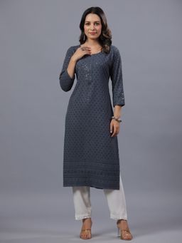 Amchoor - Grey Chikankari Kurta