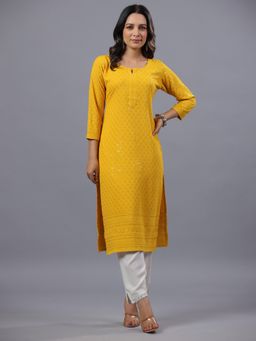 Amchoor - Mustard Chikankari Kurta