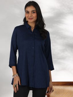 Libas - Blue Woven Shirt Tunic