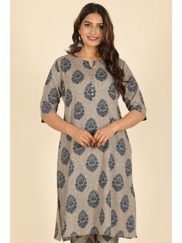 ARAMYA - Grey Floral Printed Kurta