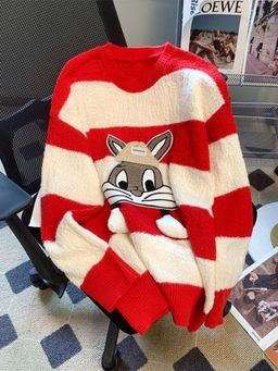 MISS MOSA BY AKANKSHA - Red Stripes Comfortable Fit Sweater