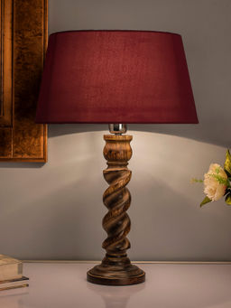 Homesake - Black Twister Table Lamp Red Shade