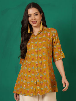 ANAISA - Mustard Floral Regular Fit Top