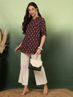 ANAISA - Maroon Printed Regular Fit Top