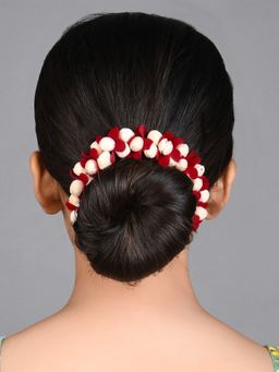 Fida - Wedding Ethinic White and Red Floral Gajra Hair Acessories for Women