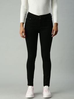 SHOWOFF - Womens Skinny Fit Clean Look Black Jeans